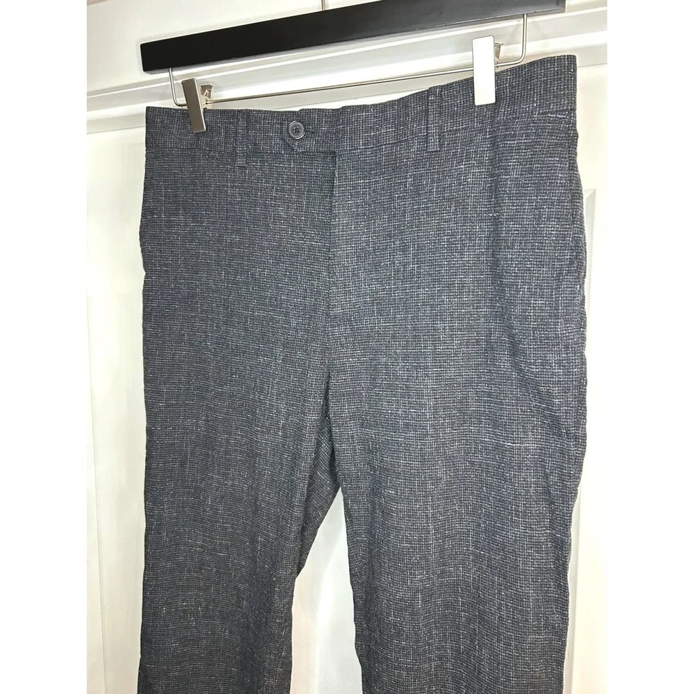 Banana Republic Mens Tessuti di Sondrio Charcoal Crosshatch Dress Pants 32x30